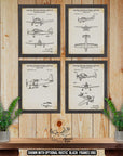 Single Prop Airplane Patent Print Set of 4 - Aviation Posters - Airplane Inventions at Adirondack Retro