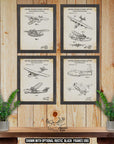 Seaplane Patent Print Set of 4 - Aviation Poster Set - Seaplane Inventions at Adirondack Retro