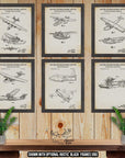 Seaplane Patent Print Set of 6 - Vintage Seaplane Poster Set - Aircraft Inventions at Adirondack Retro