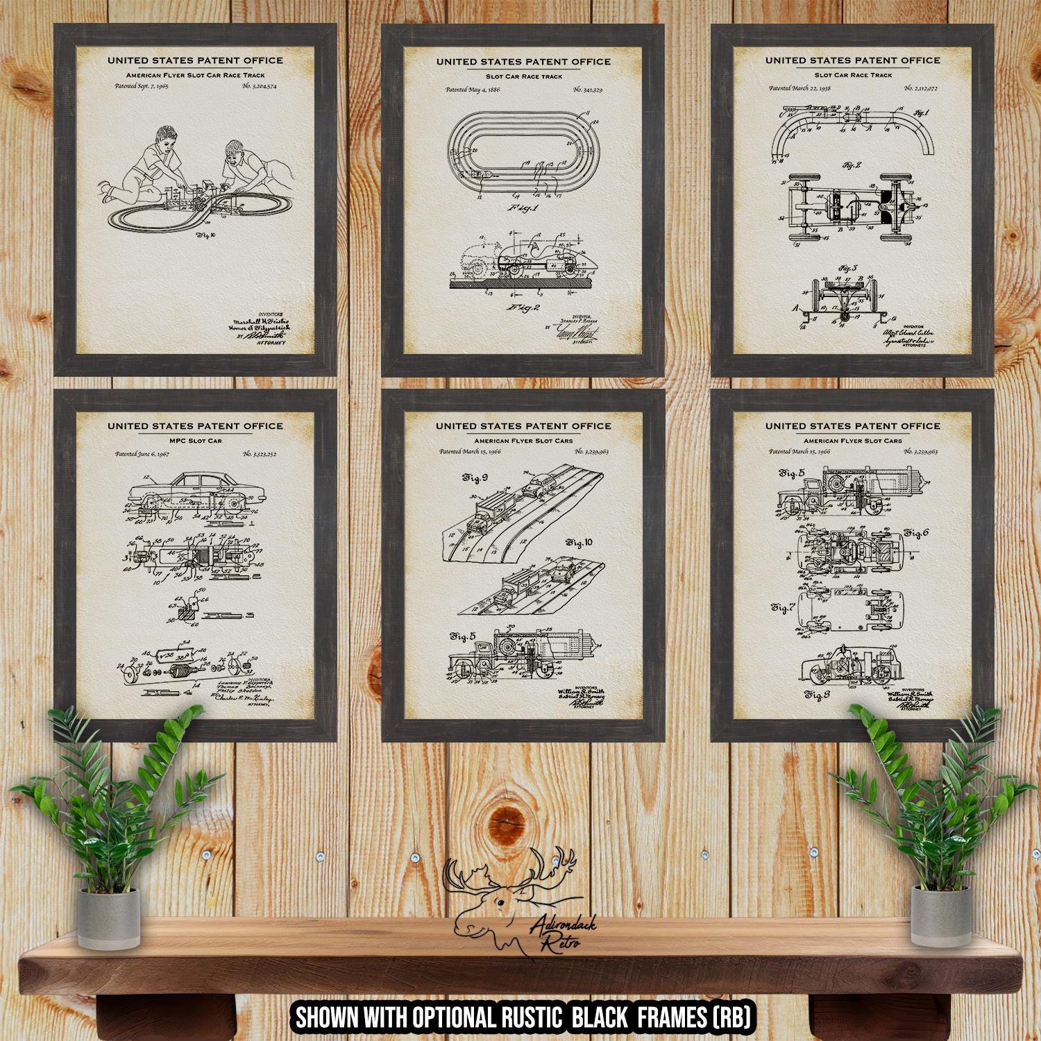 Slot Car Racing Patent Print Set of 6 - Retro Slot Car Posters - Slot Car Inventions at Adirondack Retro