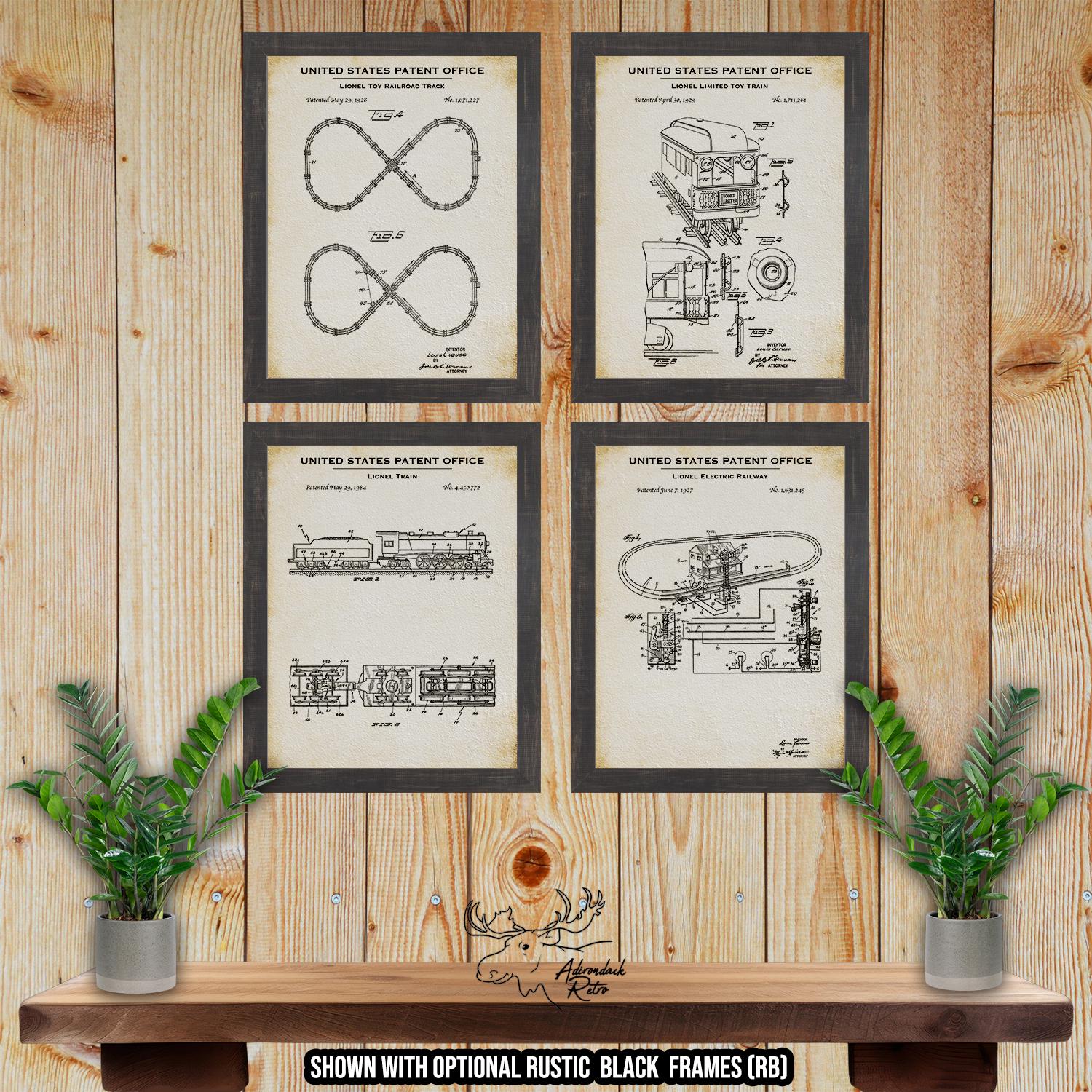 Model Railroad Patent Print Set of 4 - Model Train Posters - Model Train Inventions at Adirondack Retro