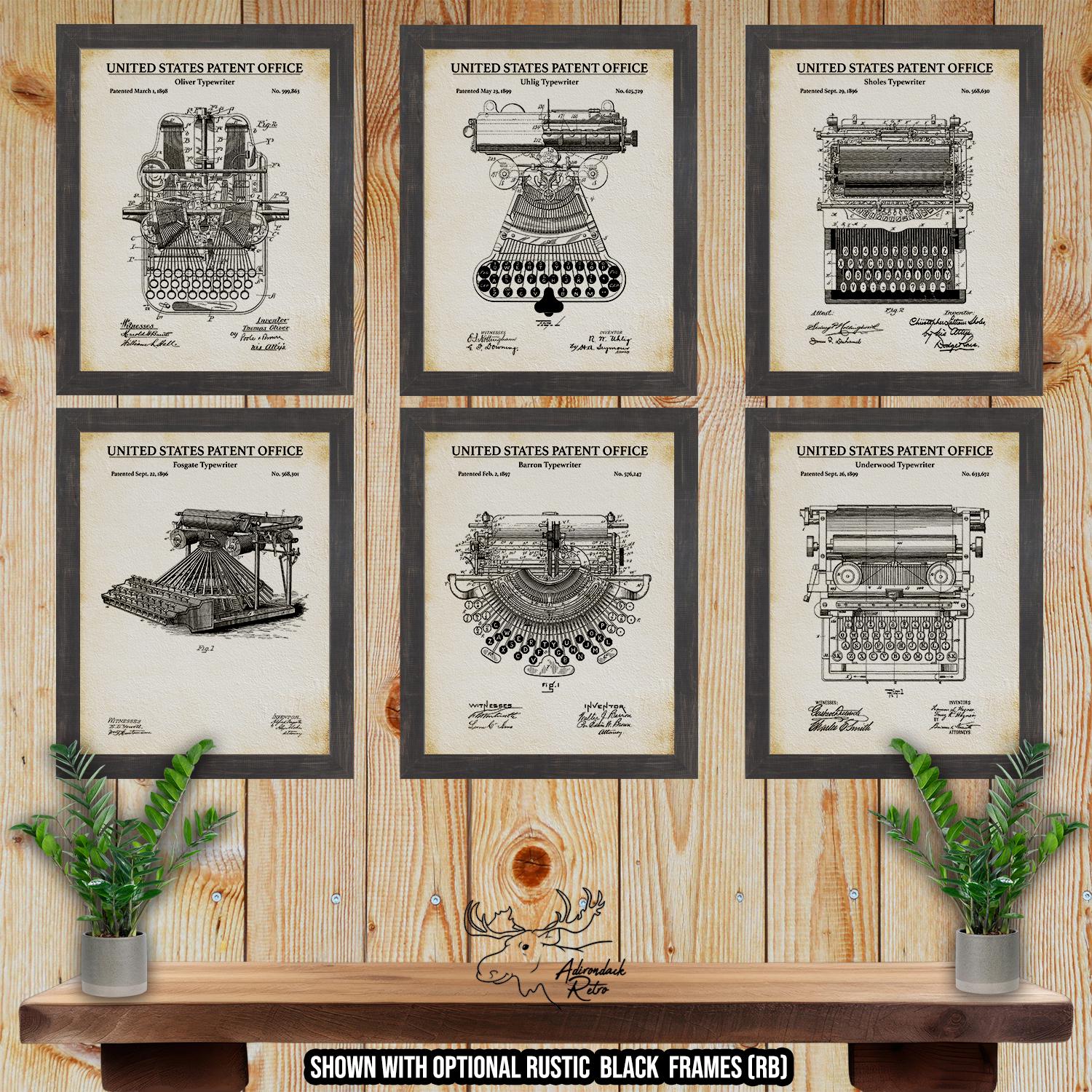 Typewriter Patent Print Set of 6 - Typewriter Inventions at Adirondack Retro