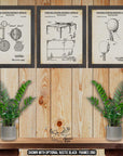 Ping Pong Patent Print Set of 3 - Table Tennis Inventions at Adirondack Retro