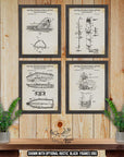 Water Skiing Patent Print Set of 4 - Water Ski Poster Set - Water Skiing Inventions at Adirondack Retro