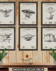 Aviation Patent Print Set of 6 - Flying Machine Poster Set - Vintage Aviation Inventions at Adirondack Retro