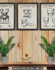 Espresso Coffee Patent Print Set of 3 - Coffee Posters - Coffee Shop Inventions at Adirondack Retro