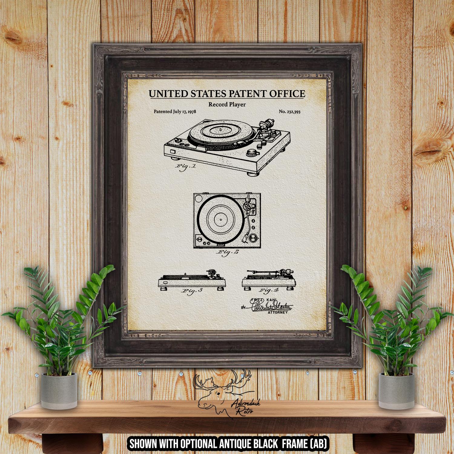 Record Player Patent Print - Vintage Electronics Poster - 1978 Turntable Invention at Adirondack Retro