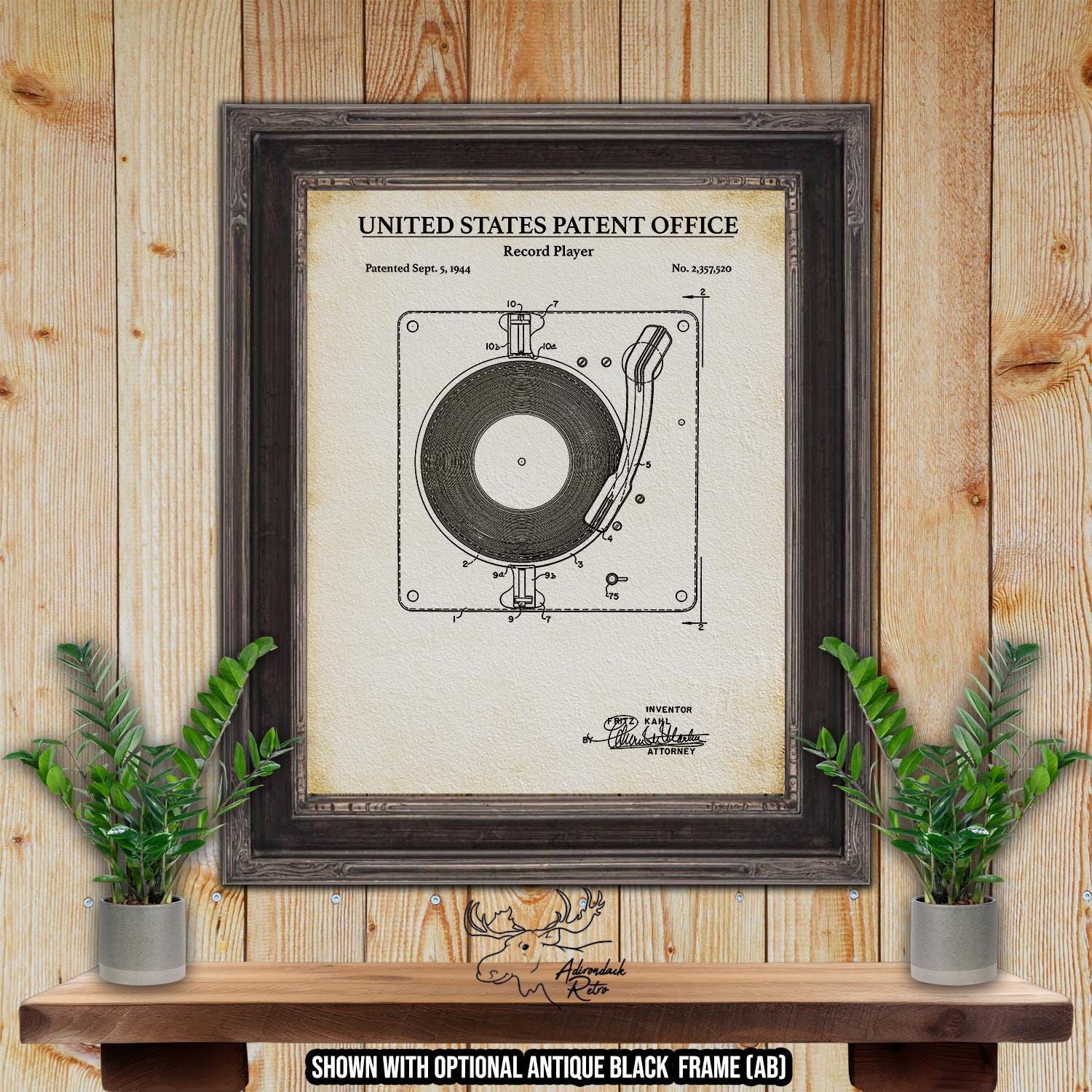 Record Player Patent Print - Vintage Electronics Poster - 1944 Turntable Invention at Adirondack Retro