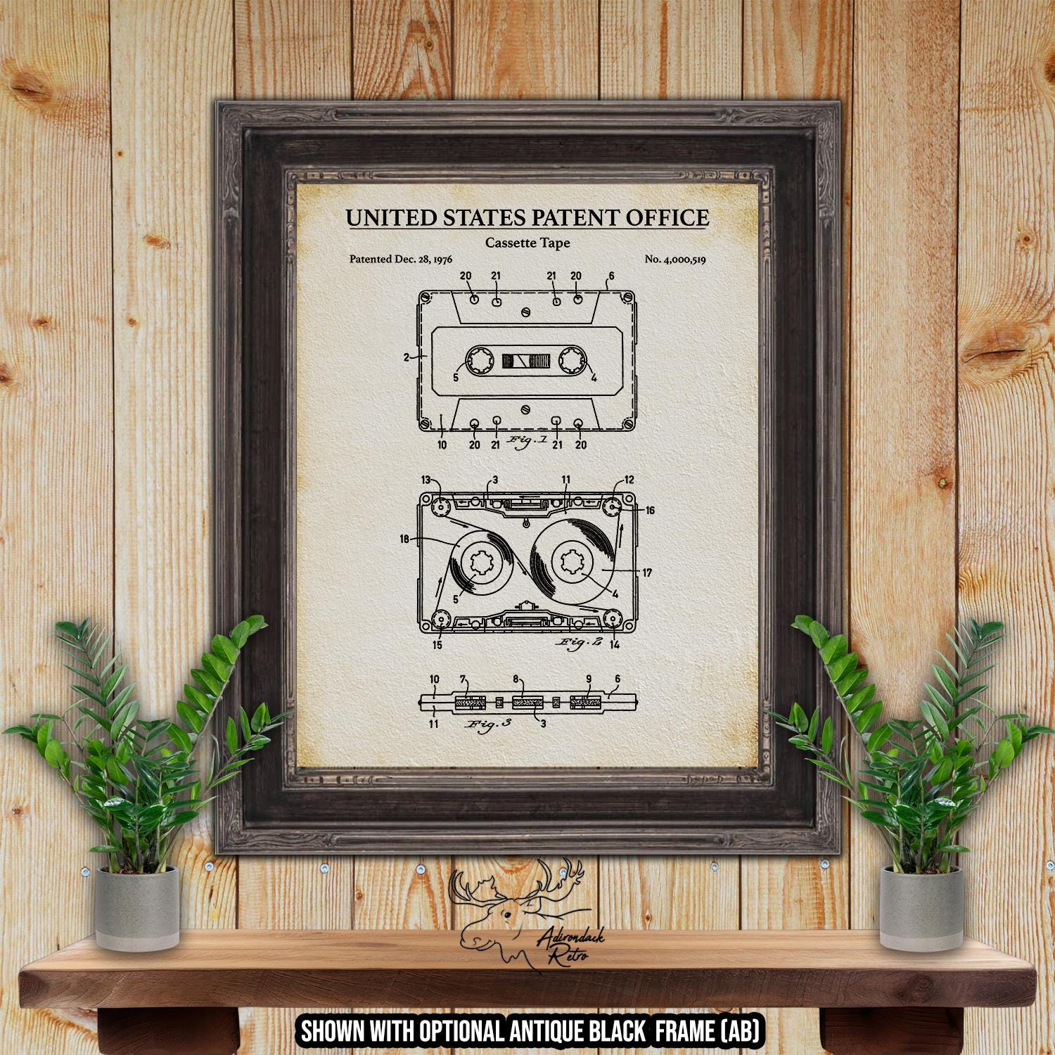 Cassette Tape Patent Print - Retro Electronics Poster - 1976 Cassette Tape Invention at Adirondack Retro