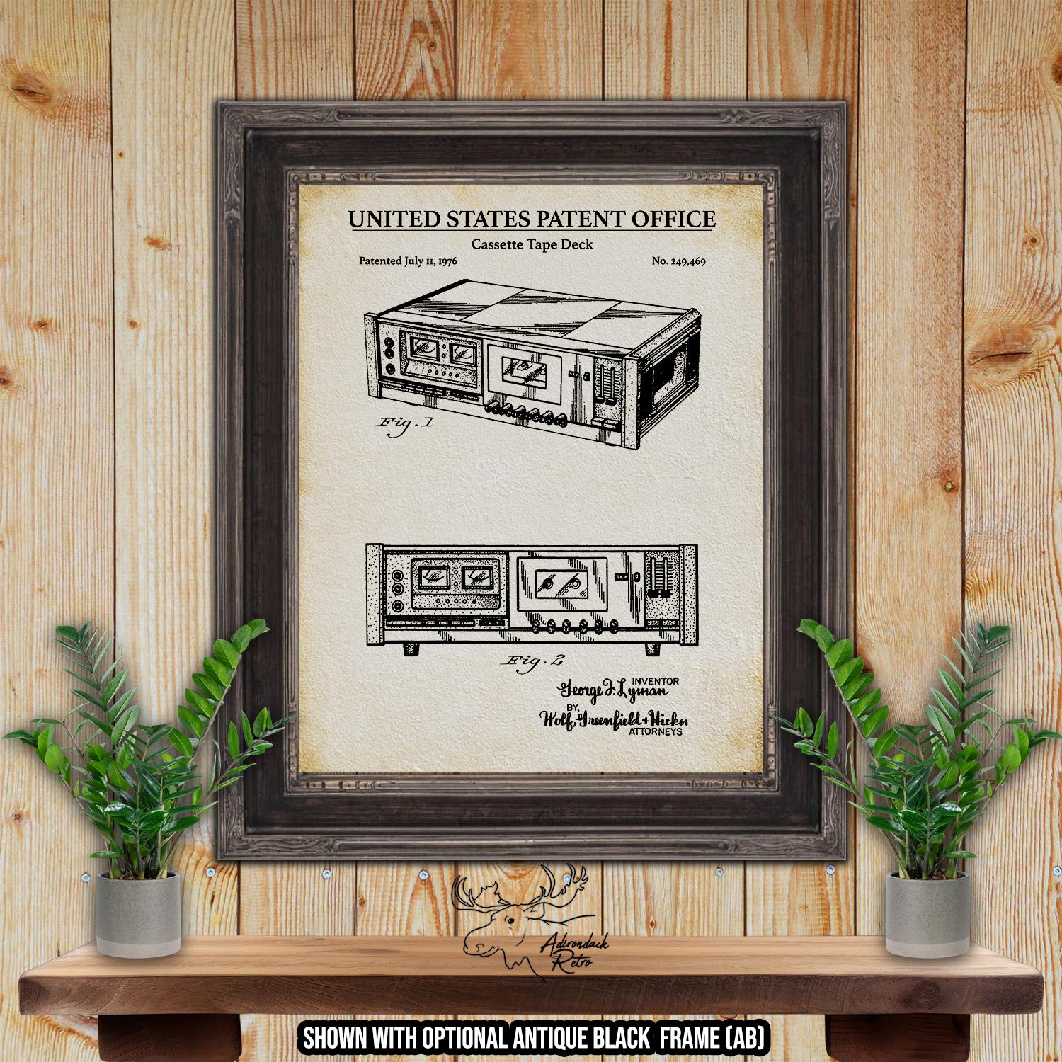 Cassette Tape Deck Patent Print - Retro Electronics Poster - 1976 Cassette Tape Deck Invention at Adirondack Retro