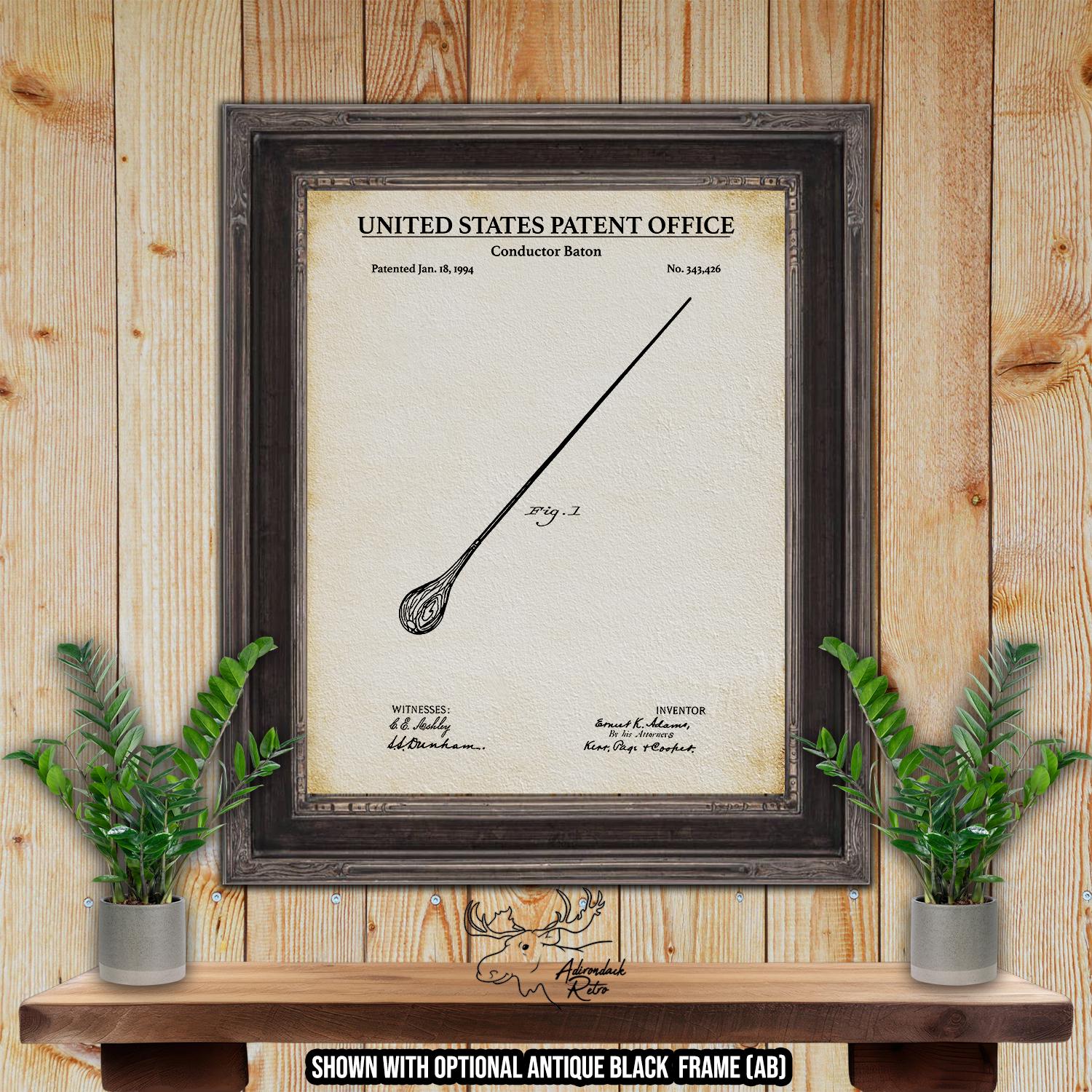 Conductor Baton Patent Print - Vintage Baton Poster - Conducting Baton Invention at Adirondack Retro