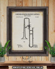 Slide Trombone Patent Print - 1902 Slide Trombone Poster - Brass Instrument Invention at Adirondack Retro