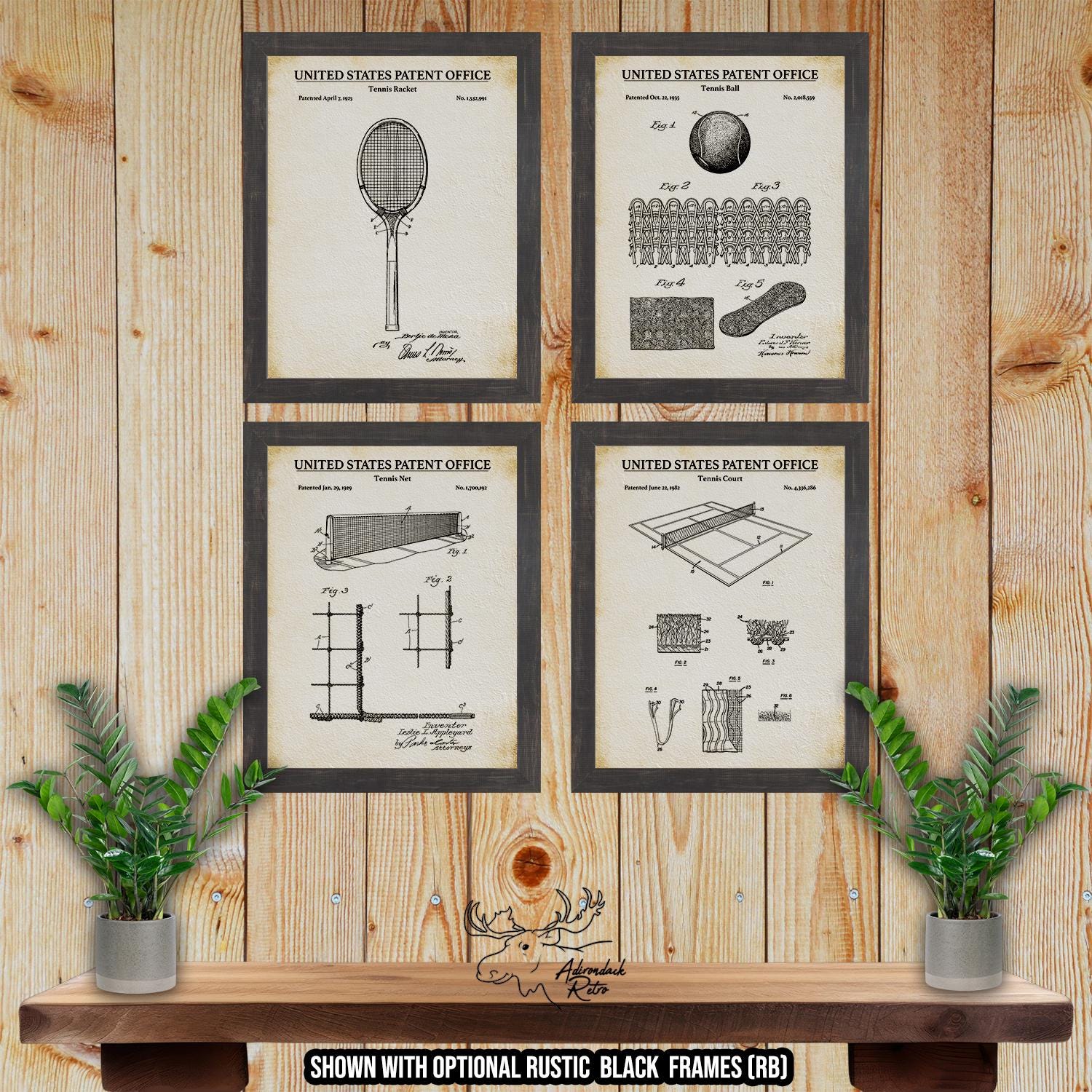 Tennis Patent Print Set of 4 - Retro Tennis Inventions at Adirondack Retro