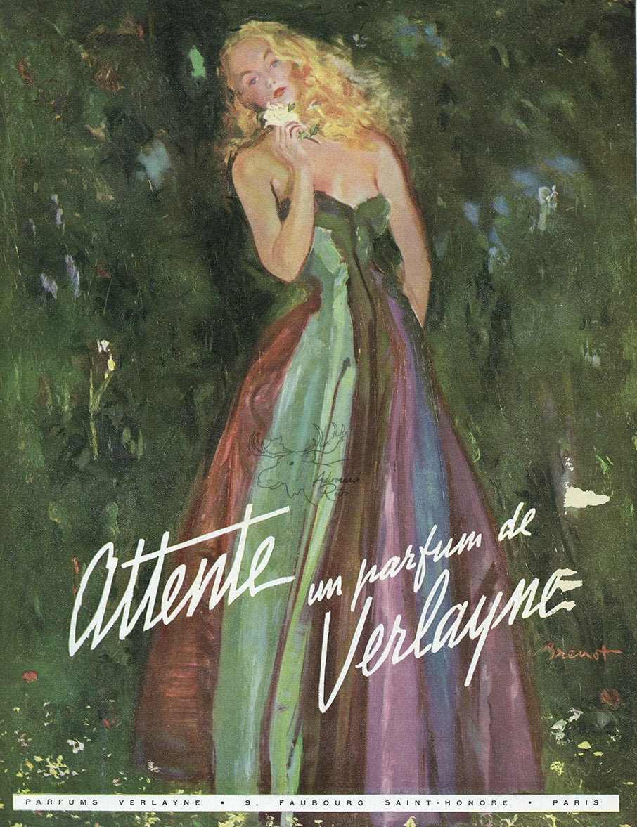1946 Verlayne Perfume Vintage Print Ad - Raymond Brenot Illustration