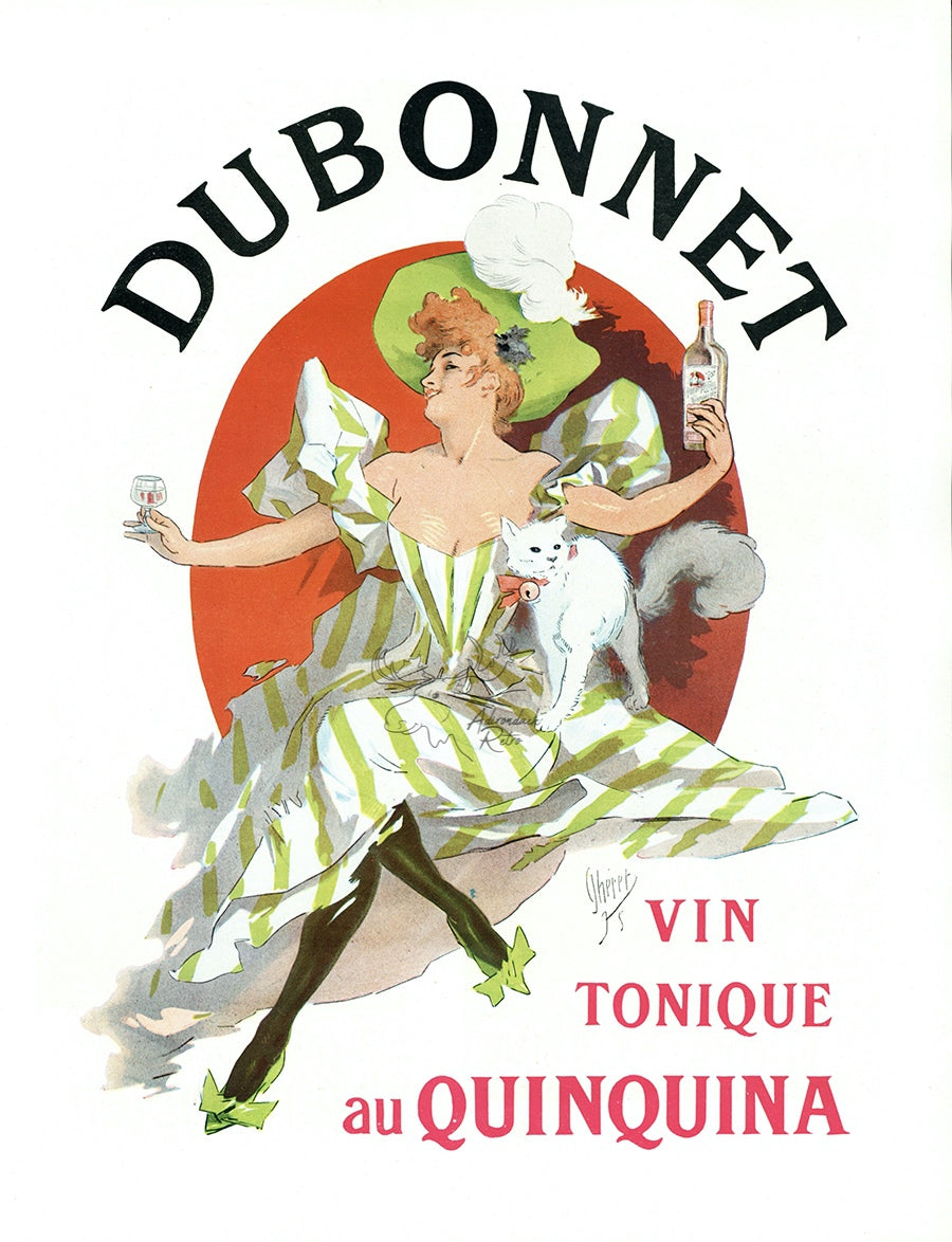 1950 Dubonnet Vintage Liquor Ad - Jules Cheret Illustration