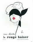 1949 Red Kiss Cosmetics Vintage Print Ad - Rene Gruau Illustration