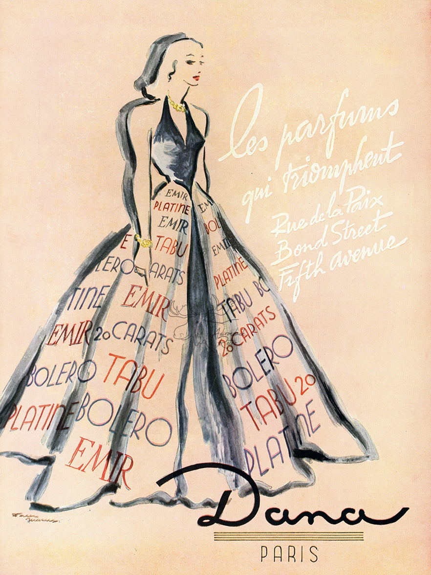 1947 Dana Perfume Vintage Cosmetics French Ad - Facon Marrec Illustration
