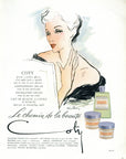 1949 Coty Cosmetics Vintage Print Ad - Pierre Simon Illustration