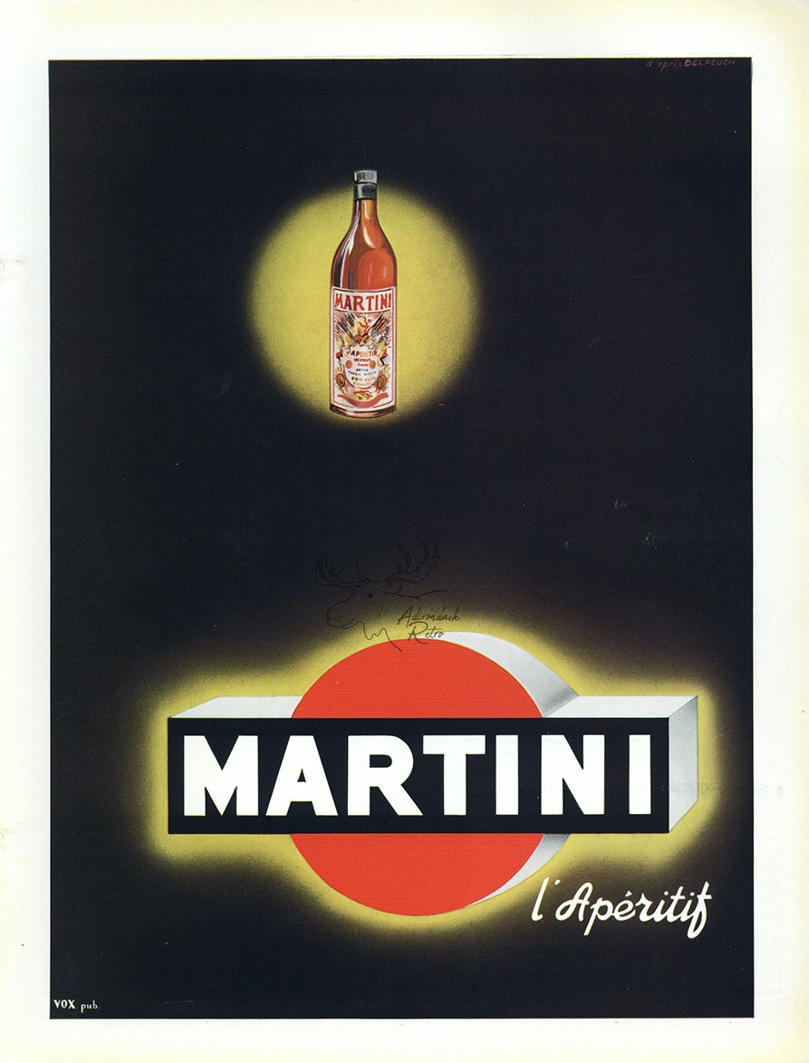 1953 Martini Vintage Liquor French Print Ad - Delpeuch Illustration