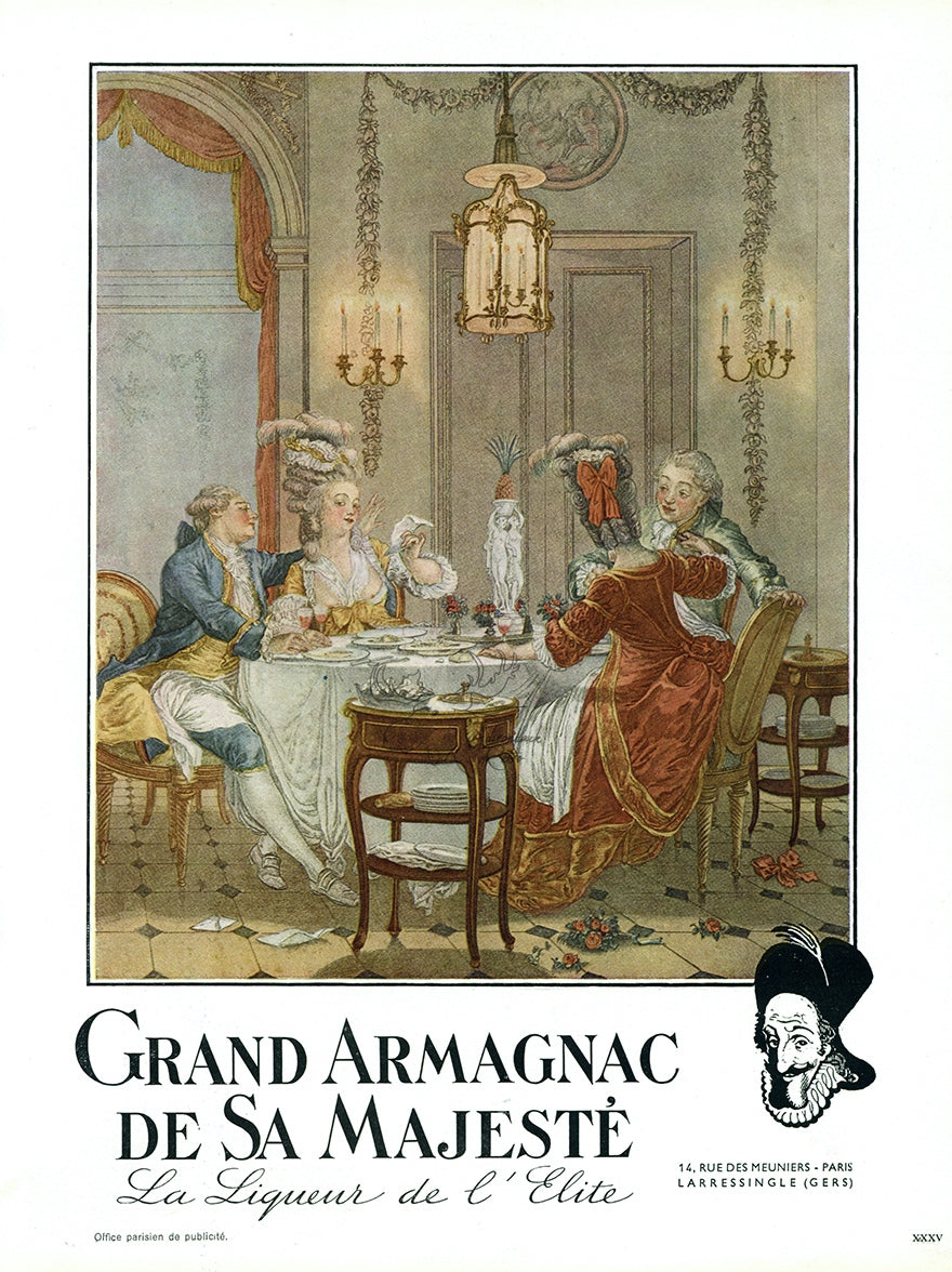 1946 His Majesty&#39;s Grand Armagnac Vintage Liquor Print Ad