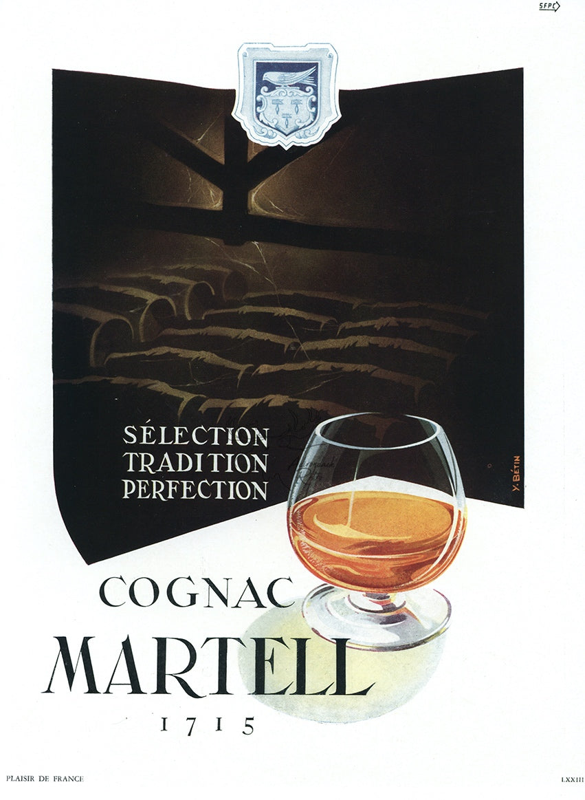 1951 Martell Cognac Vintage Liquor Print Ad - Yves Betin Illustration