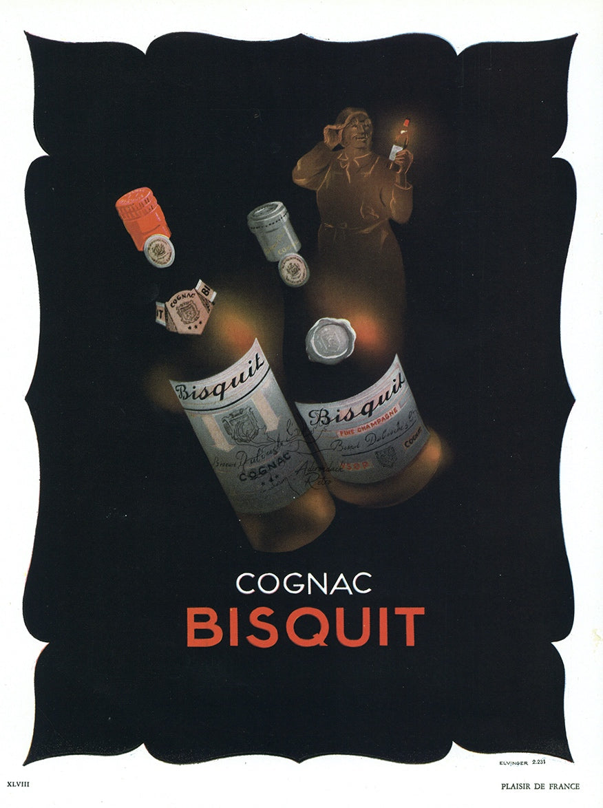 1950 Bisquit Cognac Vintage Liquor Print Ad