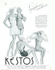 1938 Kestos Swimwear Vintage French Print Ad - Period Millinery
