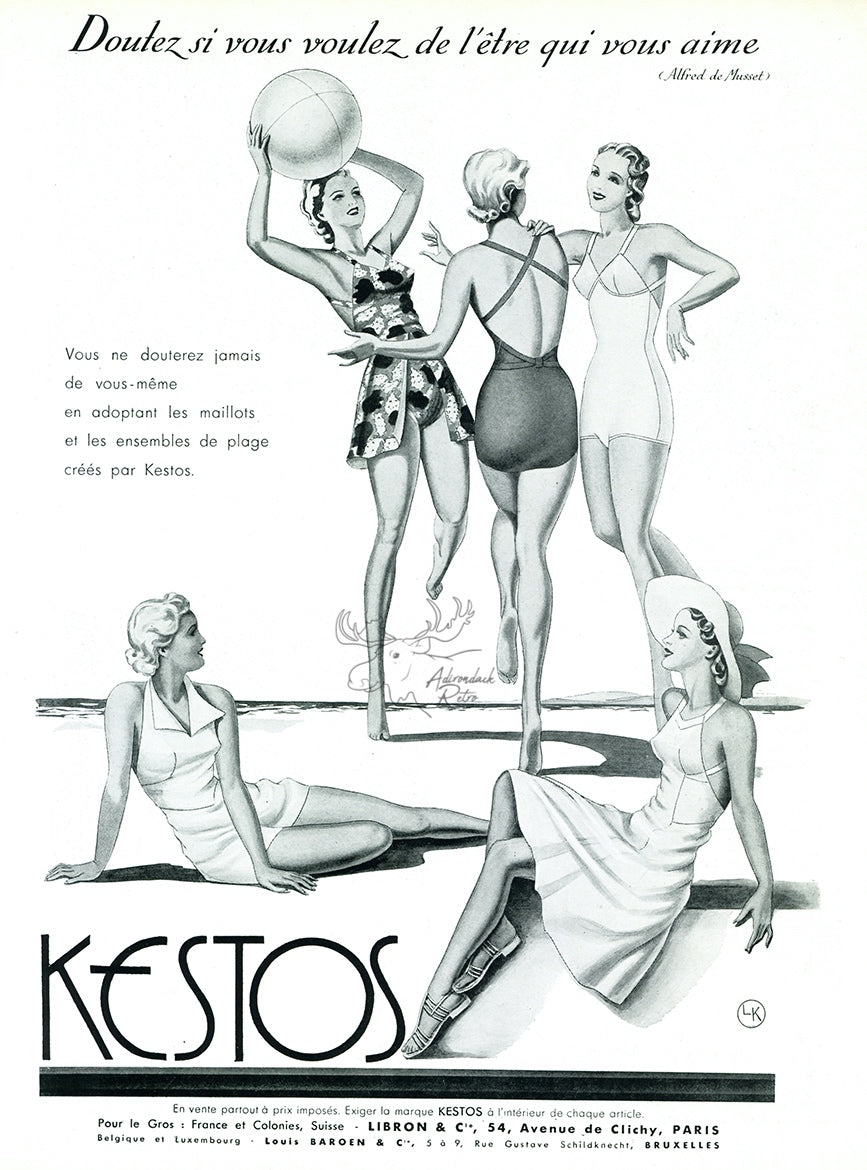 1939 Kestos Swimwear Vintage French Print Advertisement