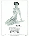 1951 Kestos Lingerie Vintage Print Ad - J. Langlais Illustration