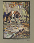 1921 The Hound And The Hare Tipped-In Color Book Plate - Paul Bransom Antique Print