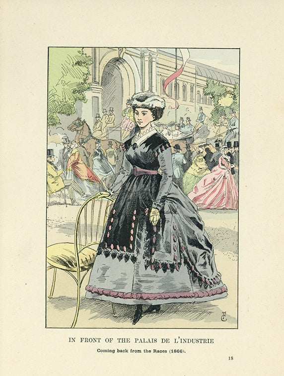 1901 In Front Of The Palais De L&#39;Industrie - F. Courboin Hand-Colored Antique Print