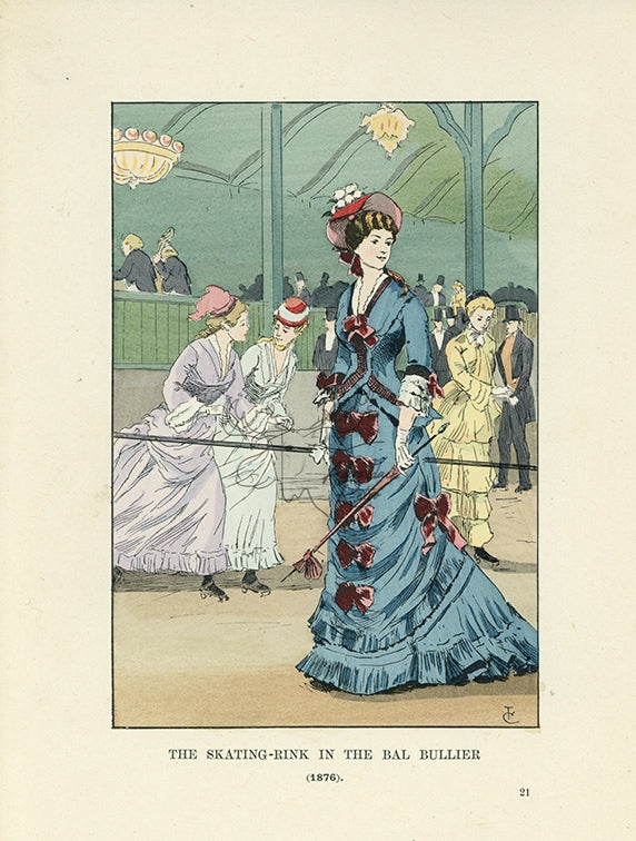 1901 The Skating Rink In The Bal Bullier - F. Courboin Hand-Colored Antique Print