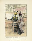 1901 In The Cabinet Des Estampes - F. Courboin Hand-Colored Antique Print