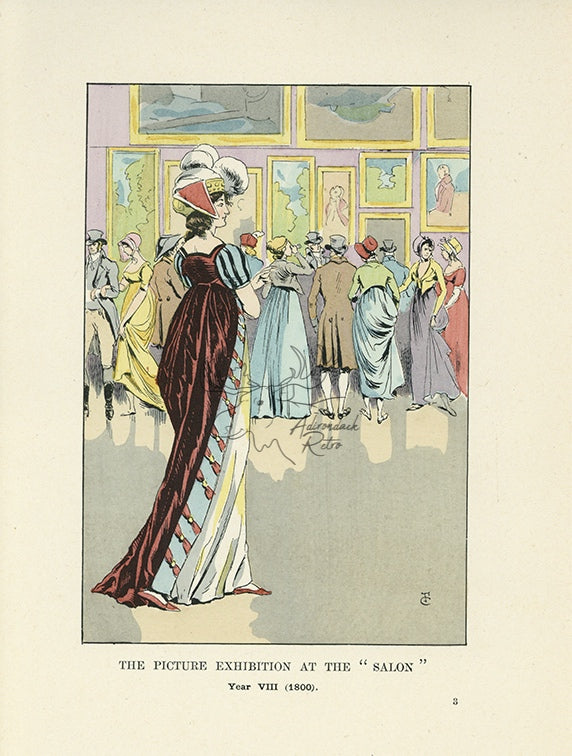 1901 The Picture Exhibition At The Salon - F. Courboin Hand-Colored Antique Print