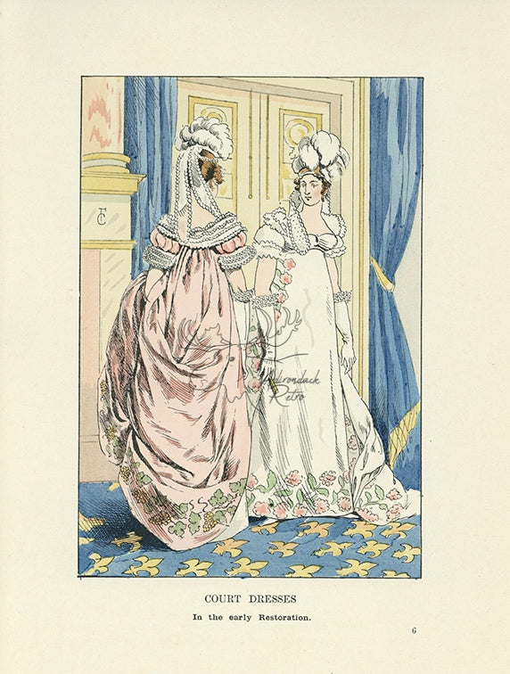 1901 Court Dresses - F. Courboin Hand-Colored Antique Print