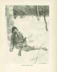 1907 "Lost In A Snow Storm" Lithograph - Antique Henry Sumner Watson Hunting Print