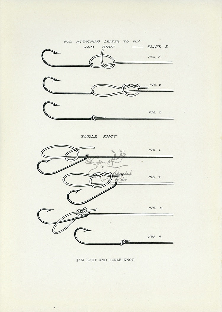 1914 Jam Knot and Turle Knot - H.H. Leonard Antique Fishing Print
