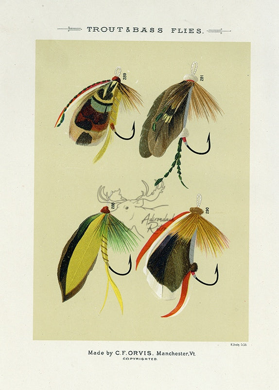 1892 Lake Flies Plate H - Antique Mary Orvis Marbury Fly Fishing Print –  Adirondack Retro