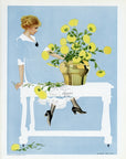 1912 Coles Phillips Fadeaway Girl Antique Print - Pruning The Bouquet