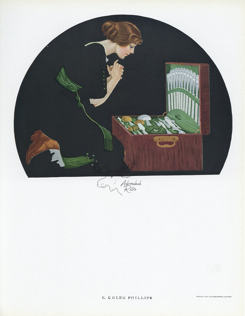 1912 Coles Phillips Fadeaway Girl Antique Print - A Case of Love At First Sight