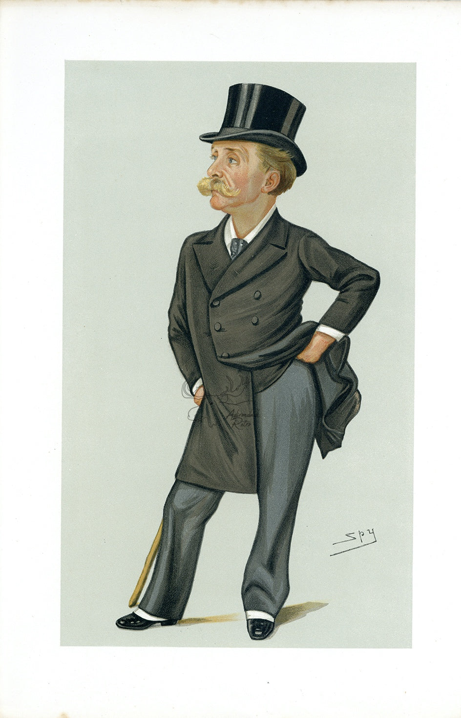 1889 Vanity Fair Caricature Proof Plate by SPY - Mr. Thomas Gibson Bowles Spy Print