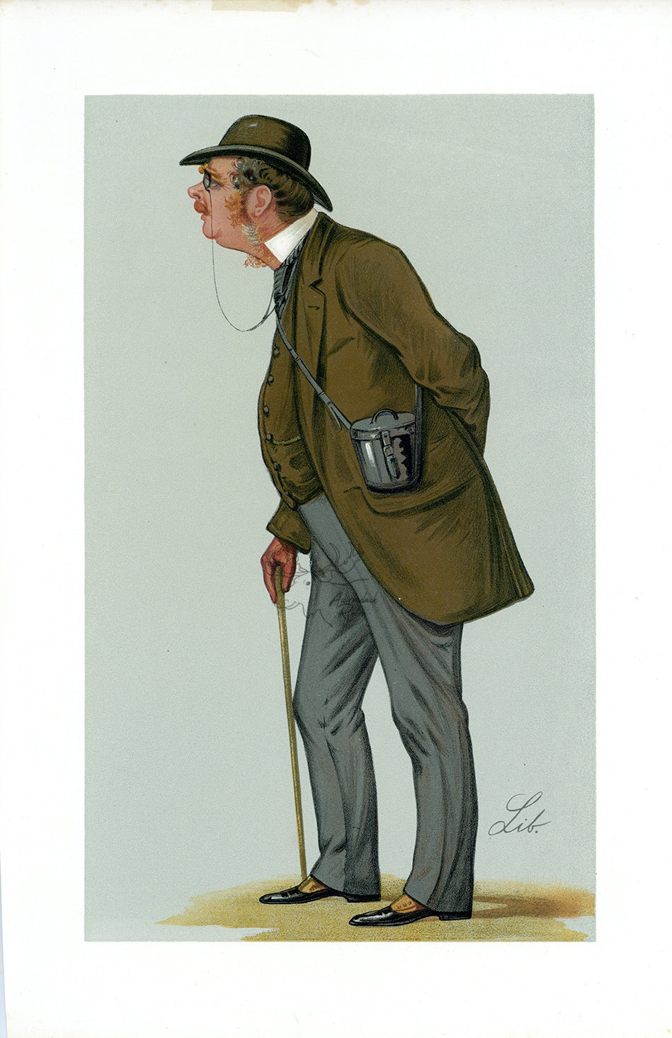 1889 Vanity Fair Caricature Proof Plate by Lib - Major E.H. Egerton Spy Print