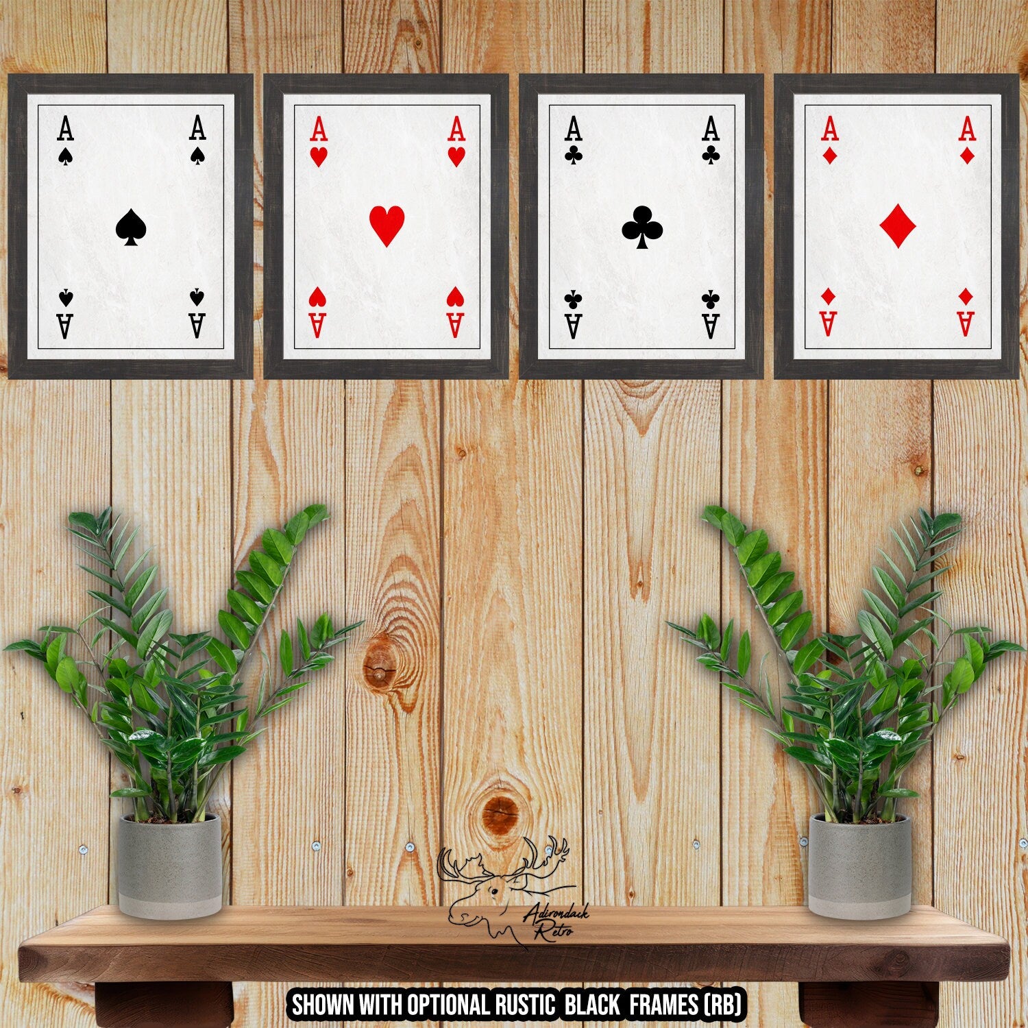 Four Aces Playing Card Set of Fine Art Prints at Adirondack Retro
