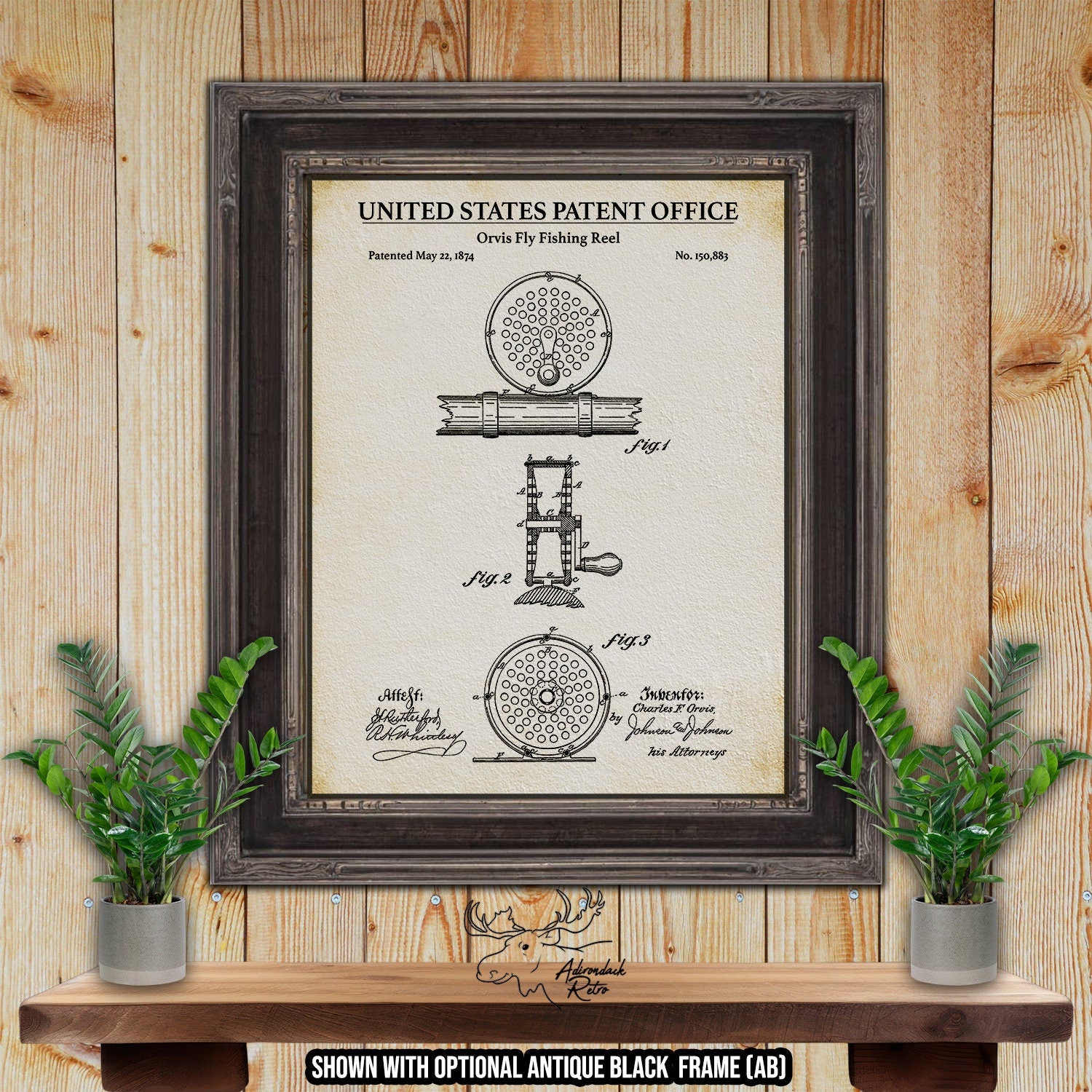 Fly Fishing Reel Patent Print - 1874 Fly Reel Invention at Adirondack Retro