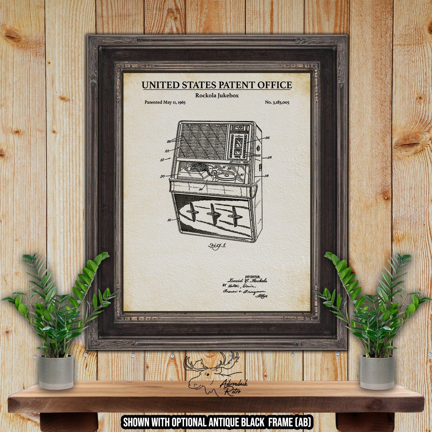 Jukebox Patent Art Print - Historic 1965 Jukebox Invention at Adirondack Retro