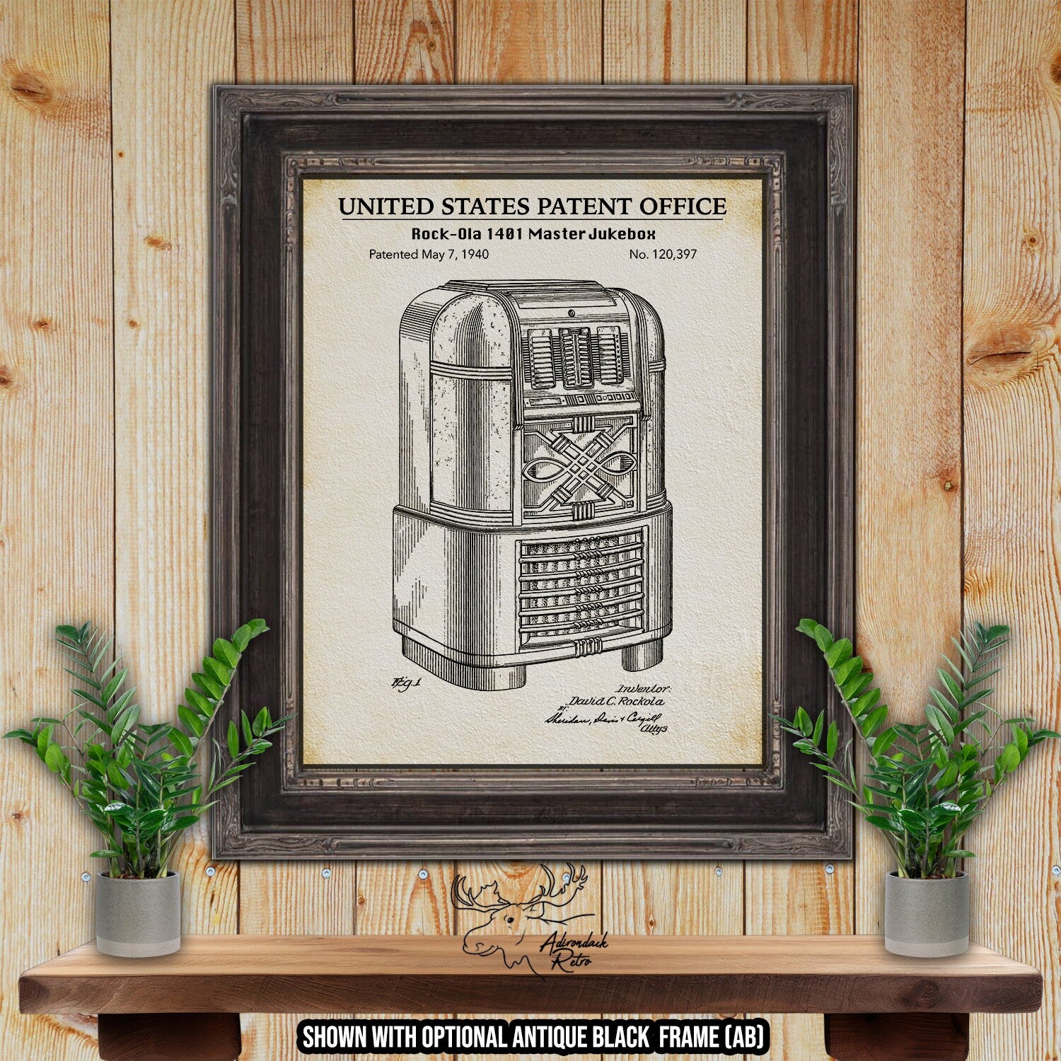 Jukebox Patent Art Print - Historic 1940 Jukebox Invention at Adirondack Retro