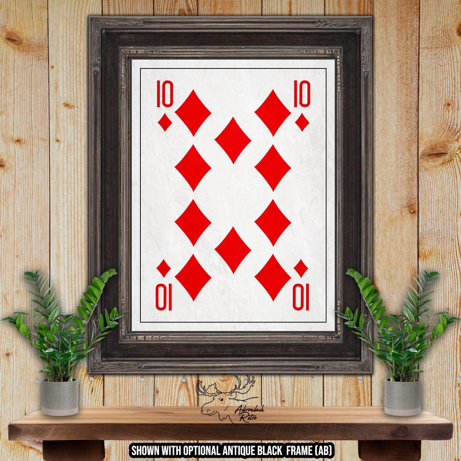 Ten of Diamonds Fine Art Poker Print - Playing Card Poster at Adirondack Retro