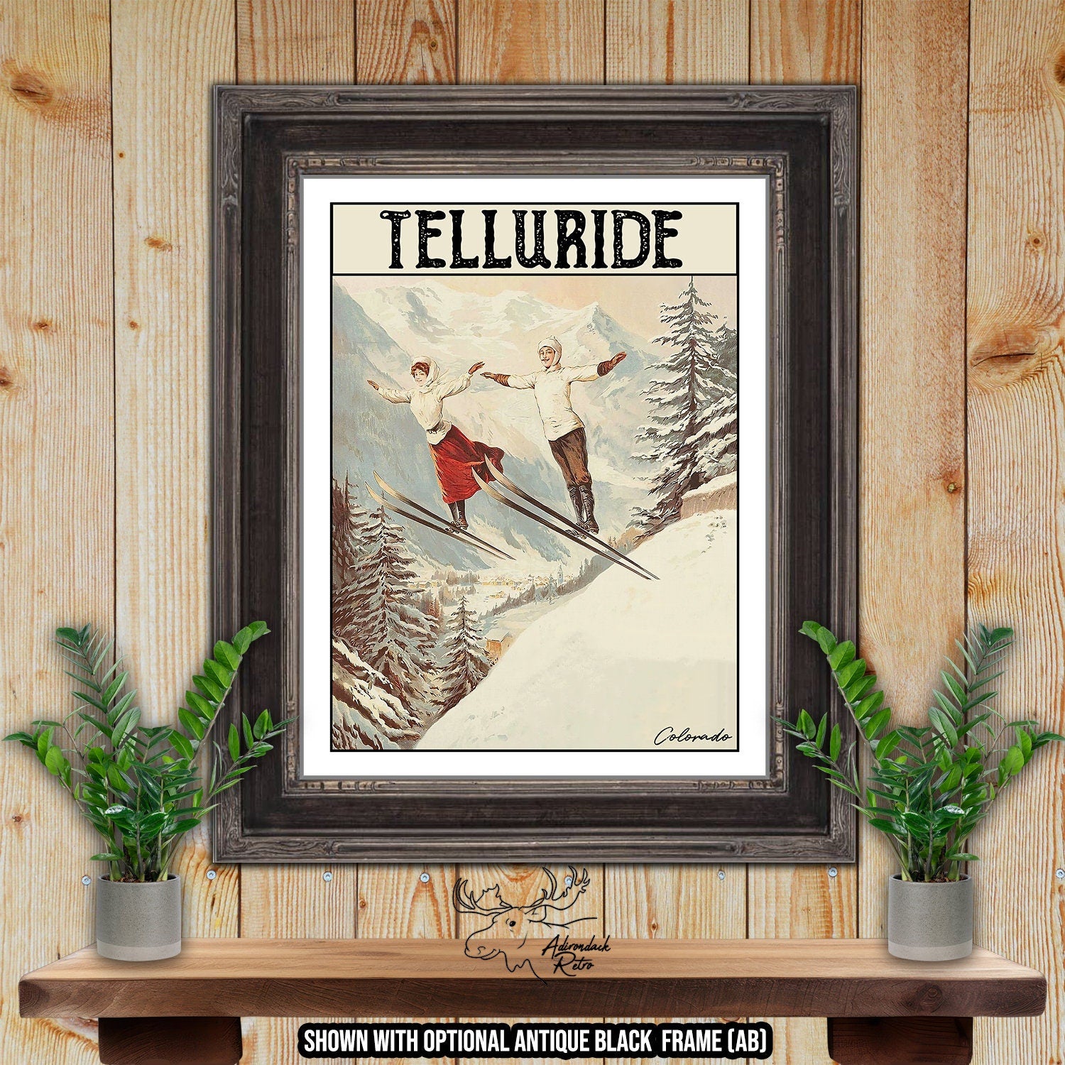 Telluride Colorado Retro Ski Resort Art Print at Adirondack Retro