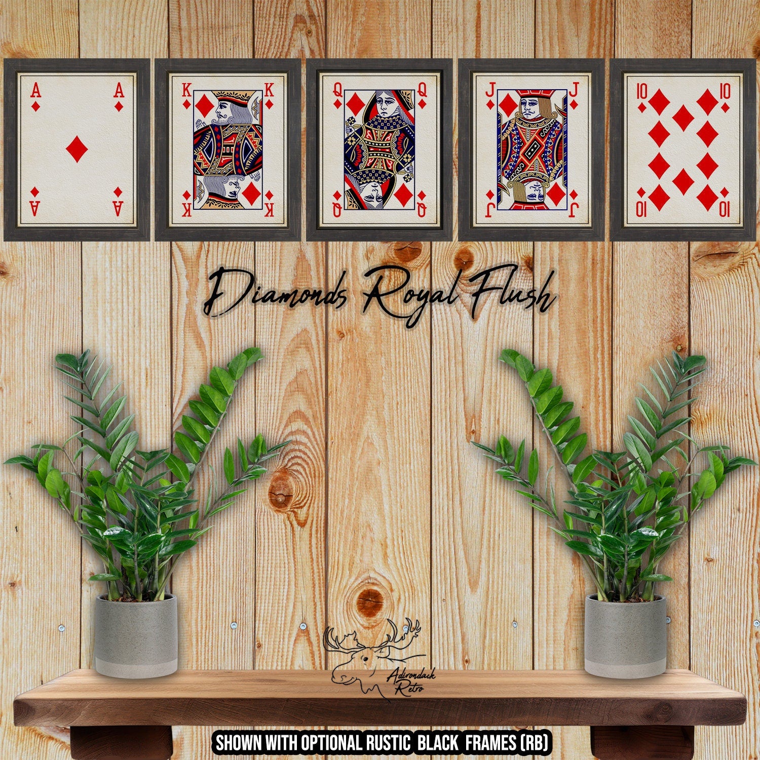 Diamonds Royal Flush Poker Card Prints - Honor Cards