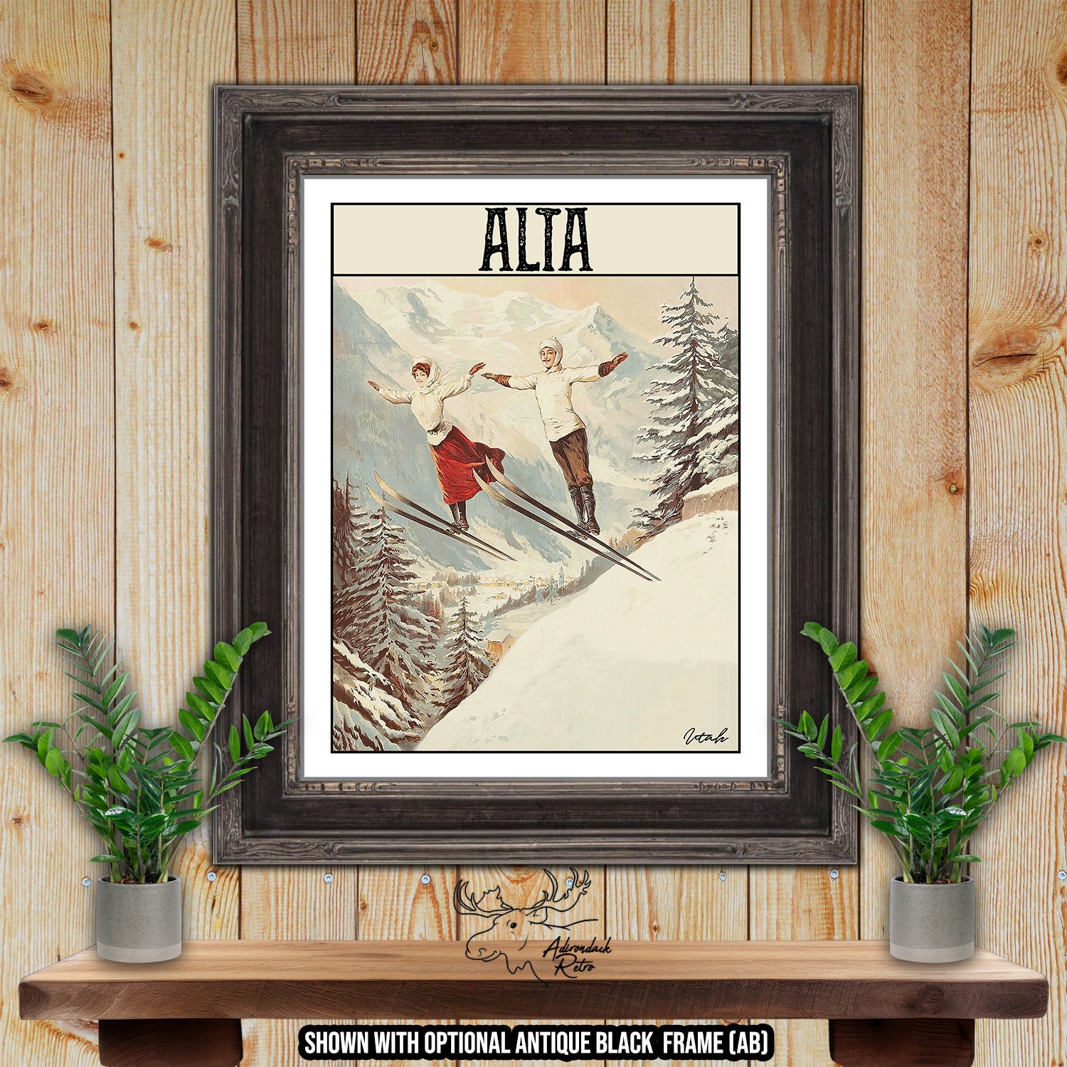 Alta Mountain Utah Retro Ski Resort Art Print at Adirondack Retro